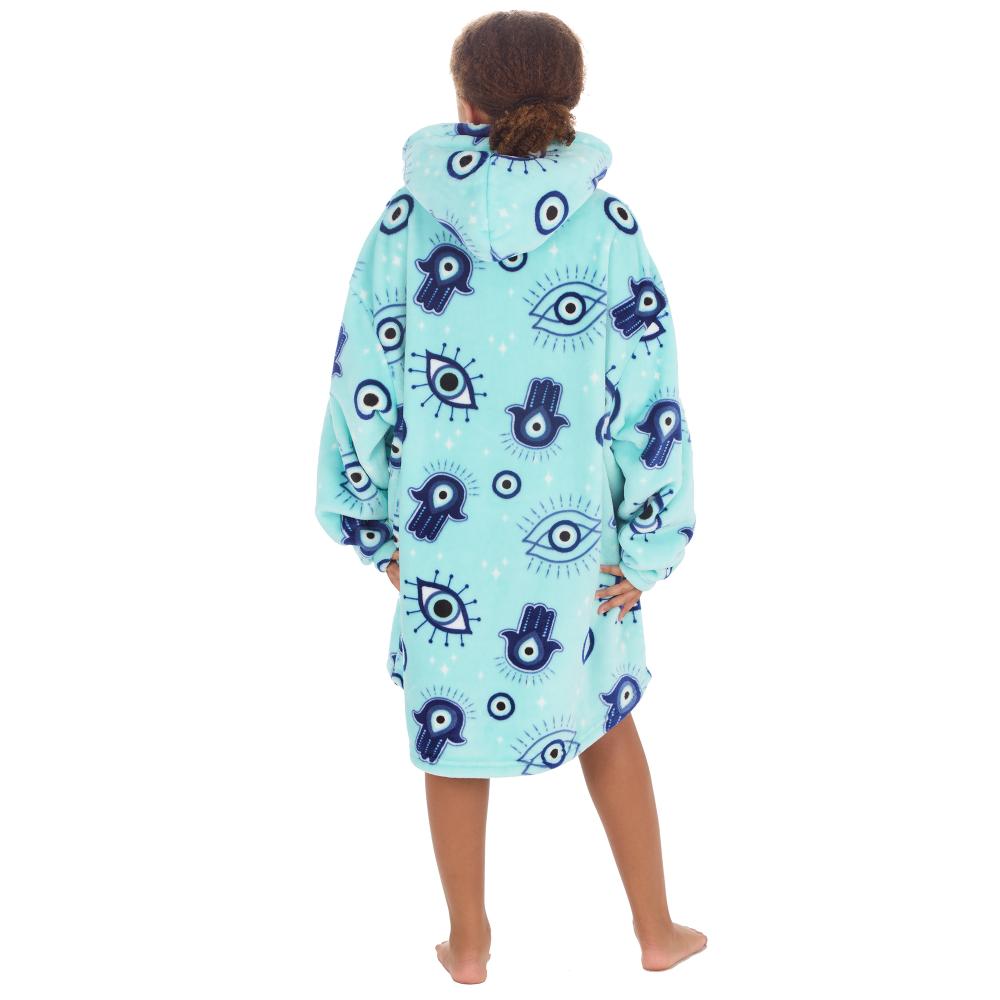 Girls Evil Eye Aqua Blanket Hoodie