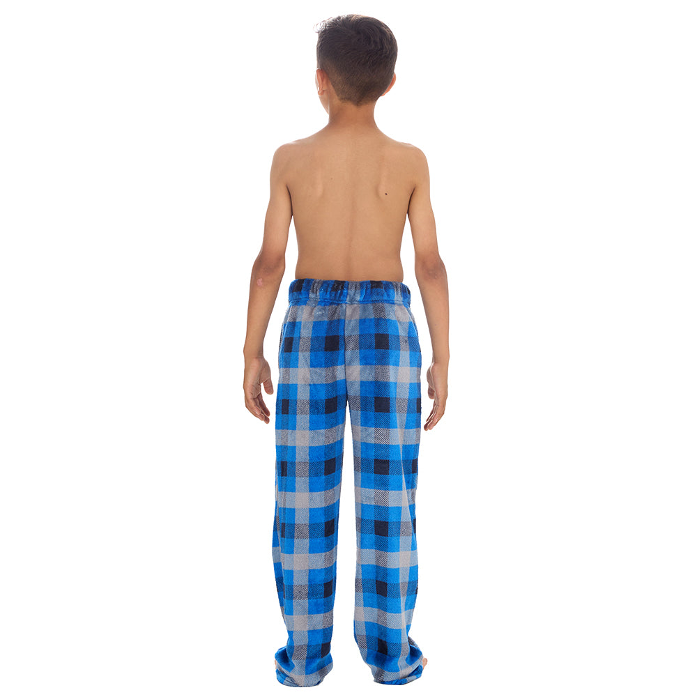 Boys Blue Check Fleece Pyjama Bottoms