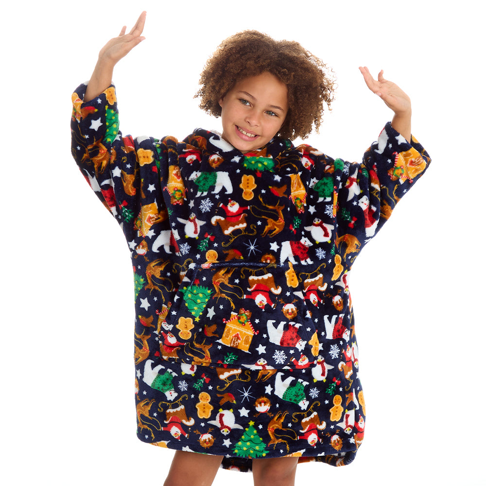 Girls Christmas Blanket Hoodie