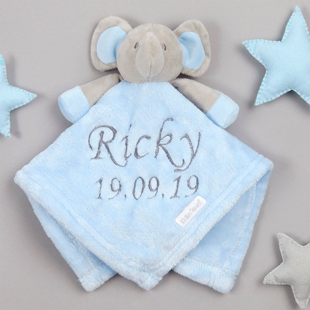 Personalised Baby Blue Elephant Comforter