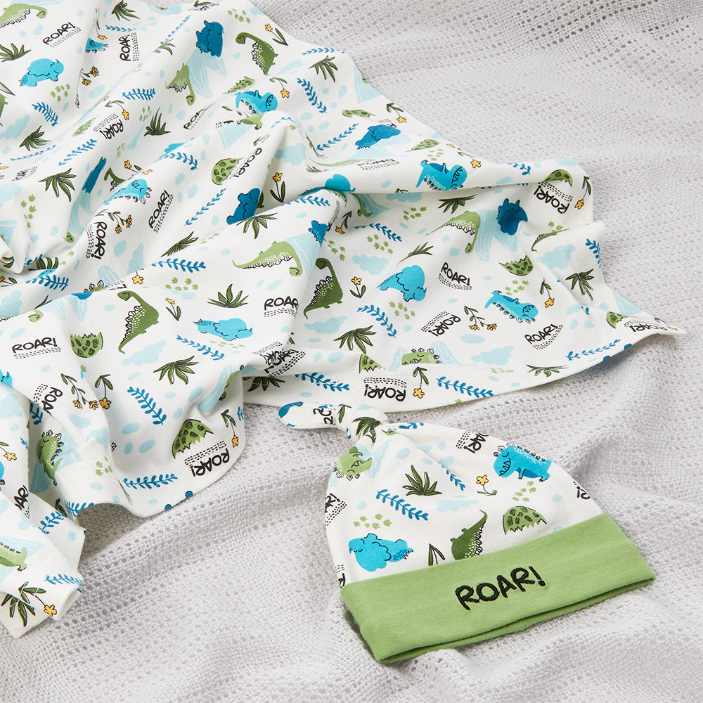 Newborn Dinosaur Cotton Swaddle Set