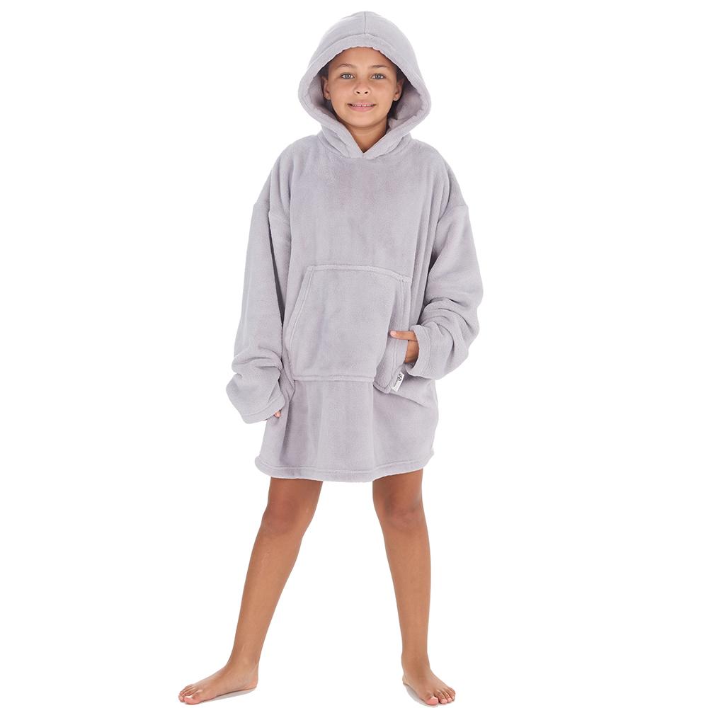Girls Silver Coral Fleece Blanket Hoodie