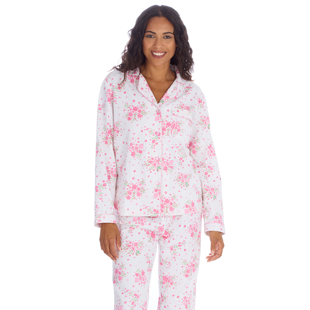 Ladies Floral Pink Serenity Cotton Pyjama Set