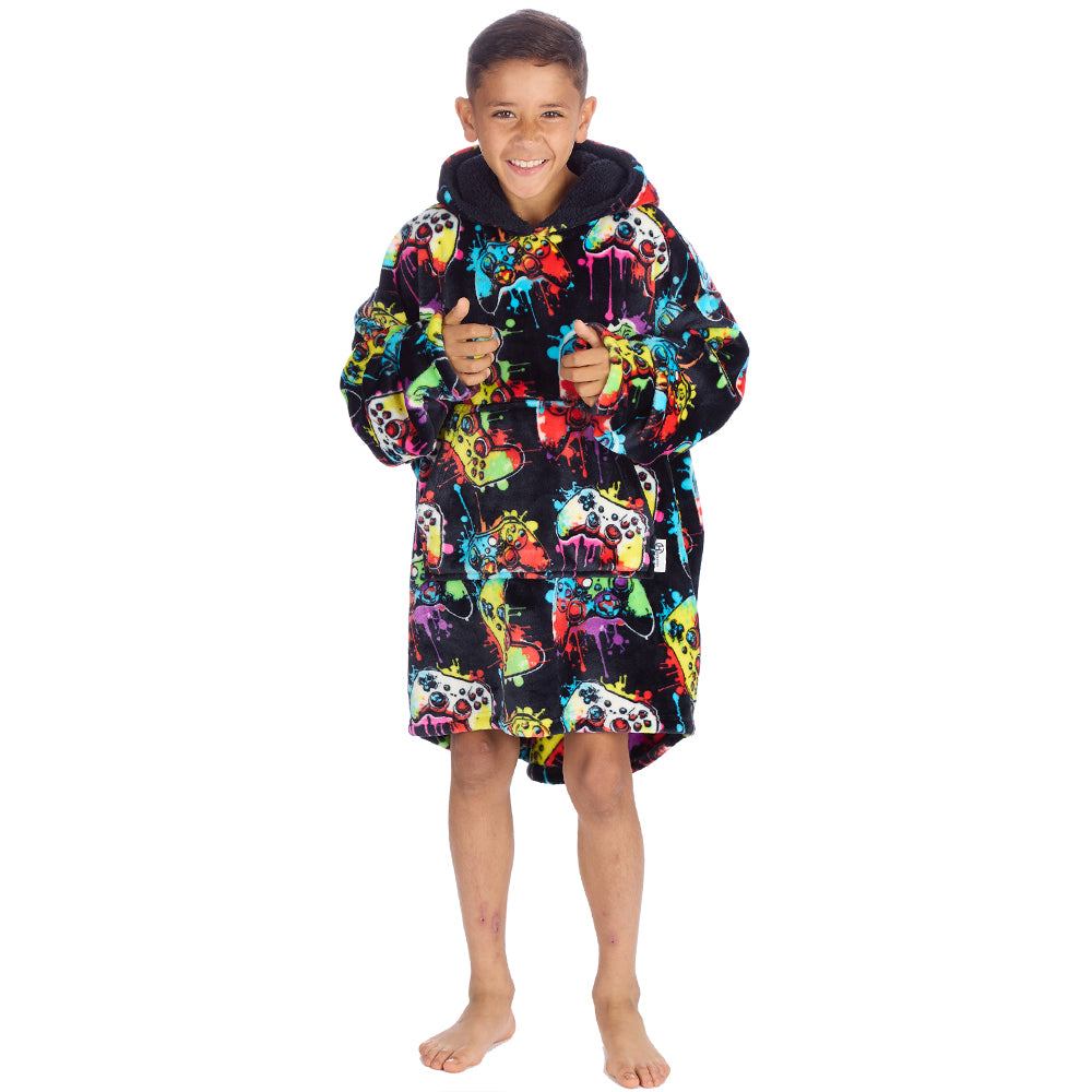 Boys Navy Gamer Blanket Hoodie 