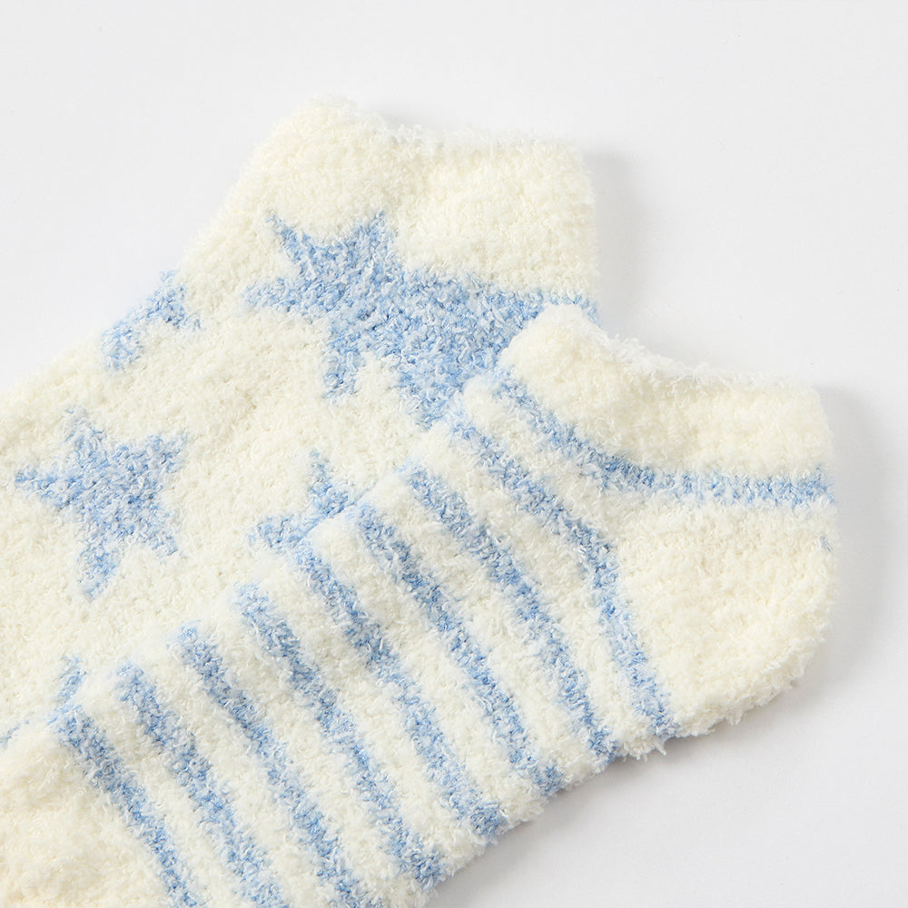 Ladies 2 Pairs Blue Stars Trainer Cosy Socks