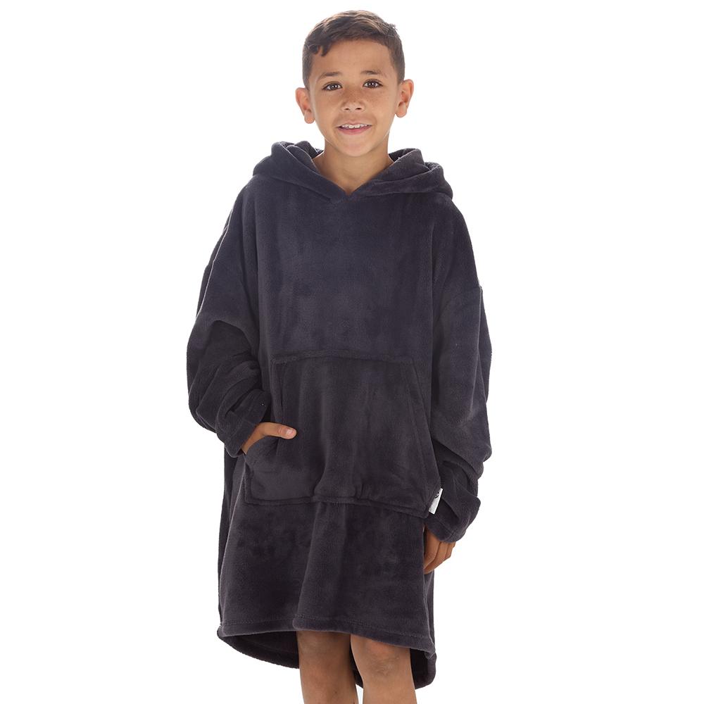 Boys Charcoal Coral Fleece Blanket Hoodie