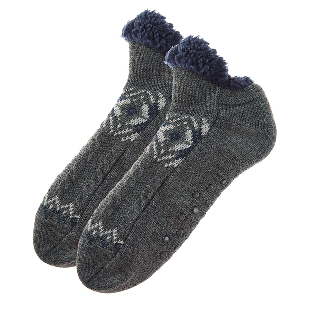 Mens Ankle Grey Slipper Socks