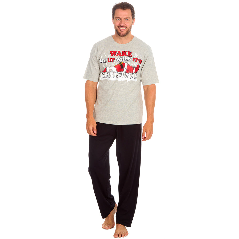 Mens Christmas Grey Cotton Pyjama Set