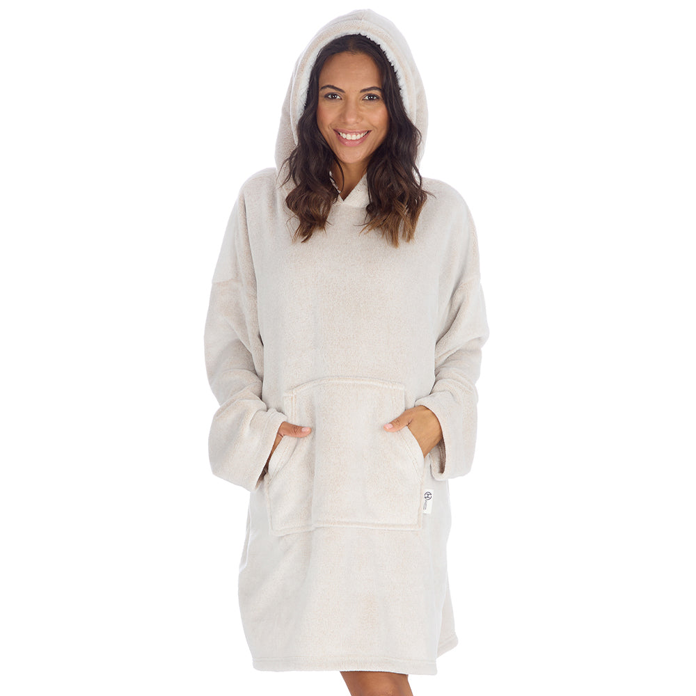Ladies Frosted Beige Blanket Hoodie