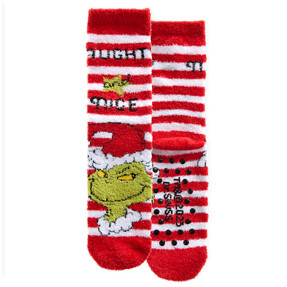 Mens Red Santa Grinch Fluffy Socks