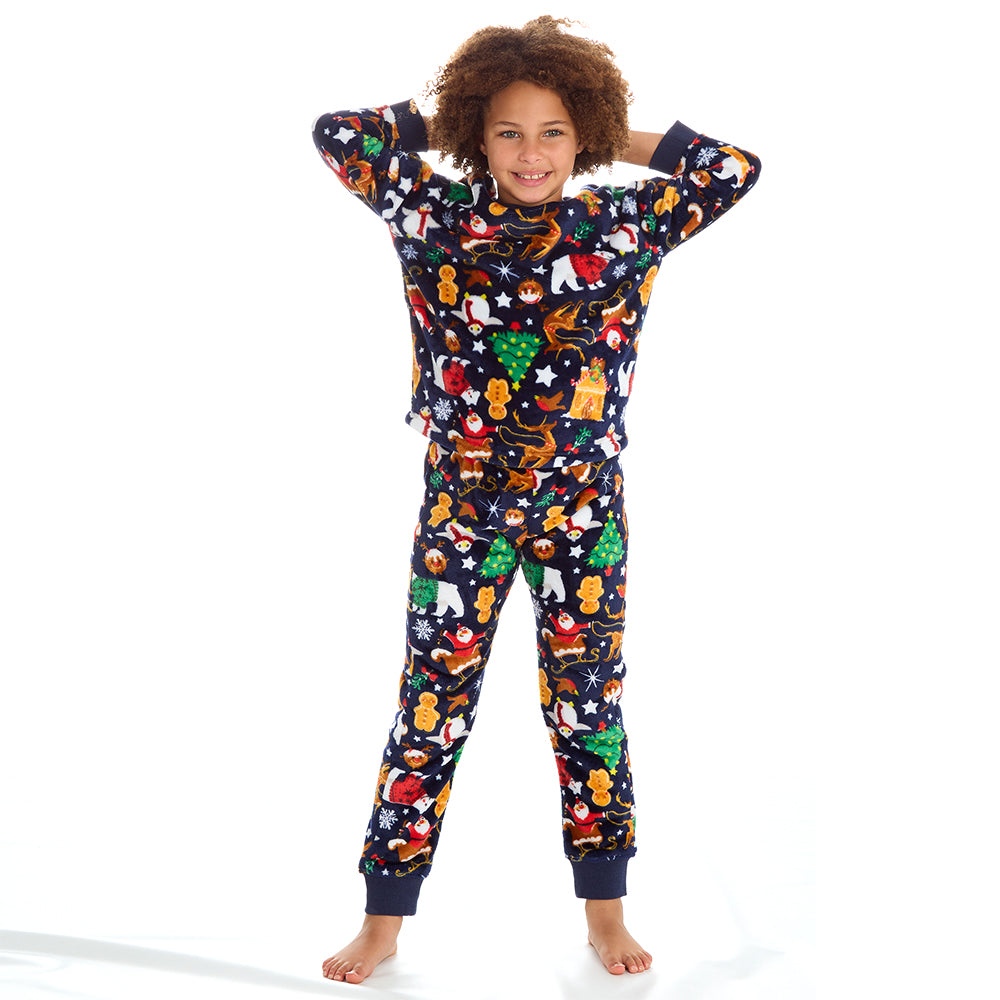 Girls Christmas Fleece Pyjama Set