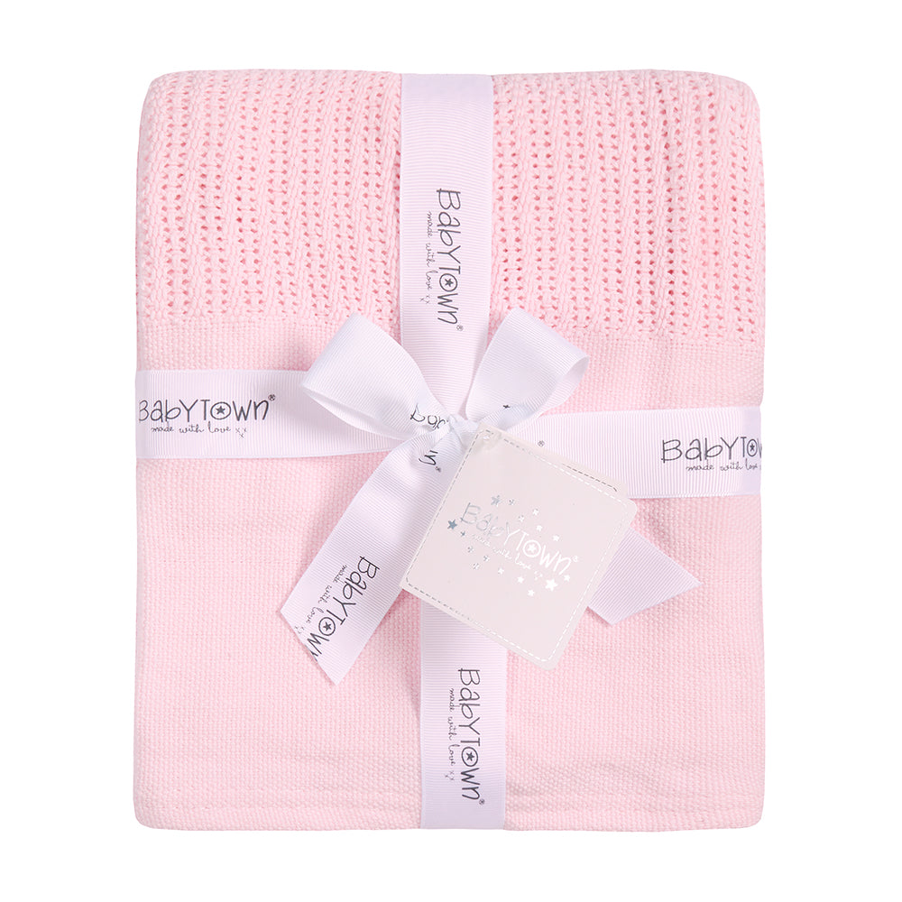 Baby Pink Cellular Panel 100% Cotton Blanket