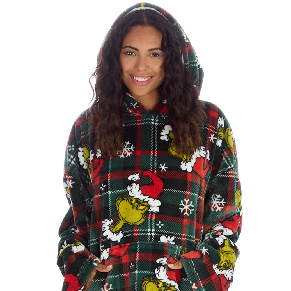Ladies Grinch Check Blanket Hoodie