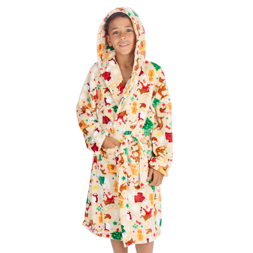 Boys Beige Christmas Dressing Gown