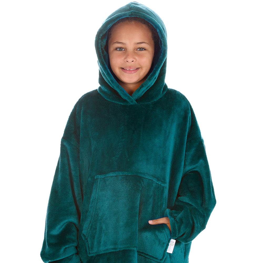 Girls Shimmer Teal Blanket Hoodie