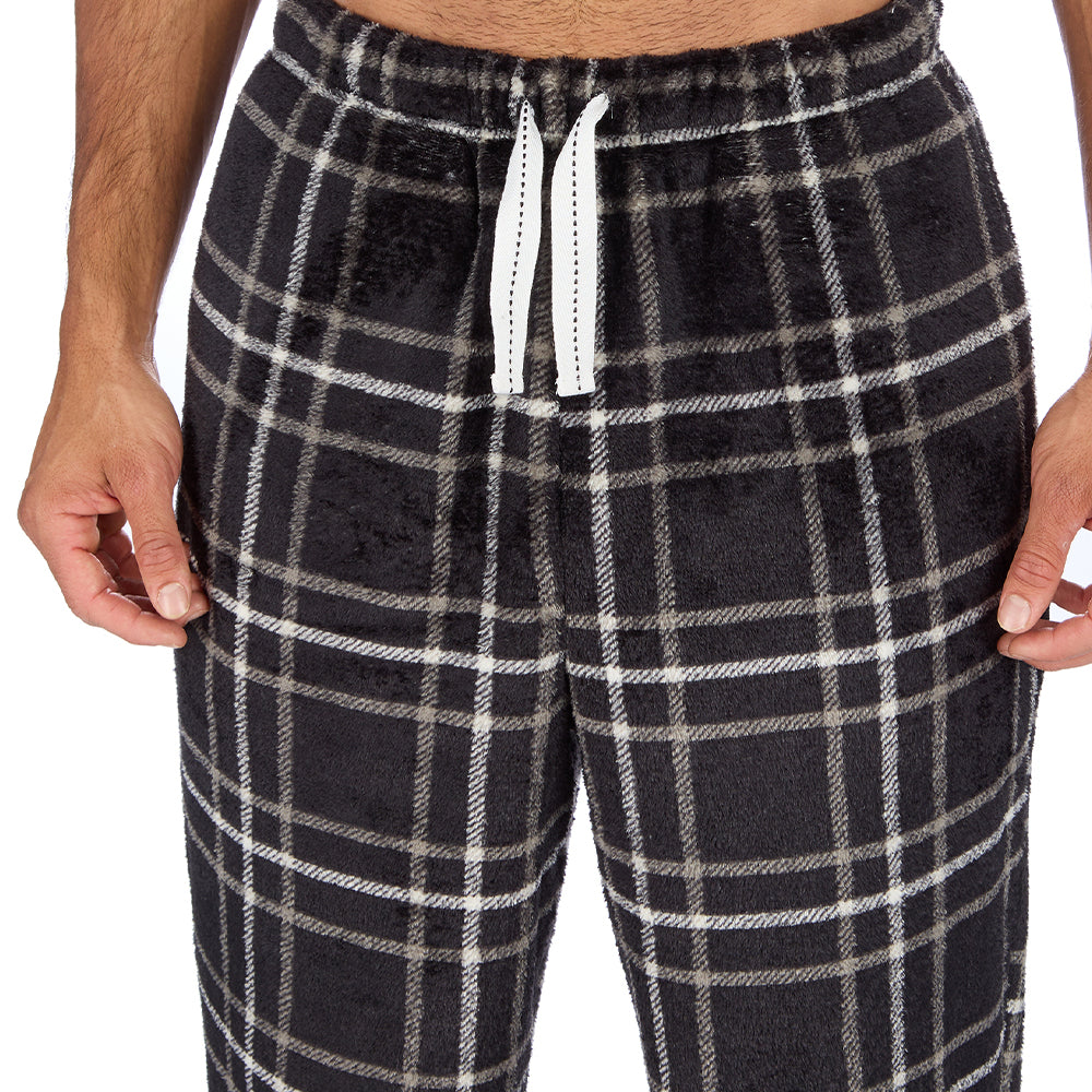 Mens Charcoal Check Fleece Pyjama Set