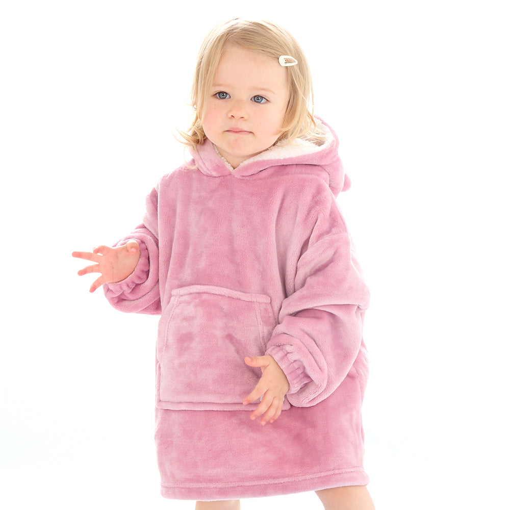 Toddler Bear Ears Dusky Pink Blanket Hoodie
