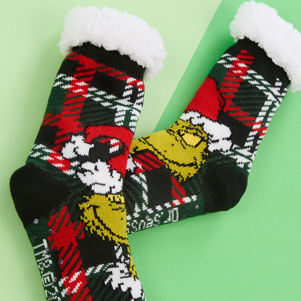 Ladies Grinch Chunky Slipper Socks