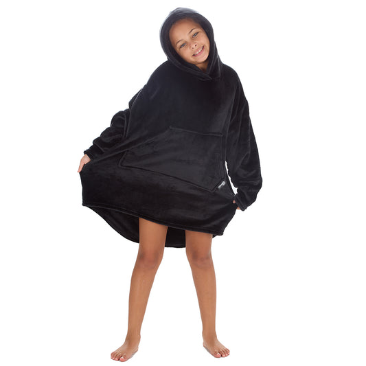 Girls Shimmer Black Blanket Hoodie
