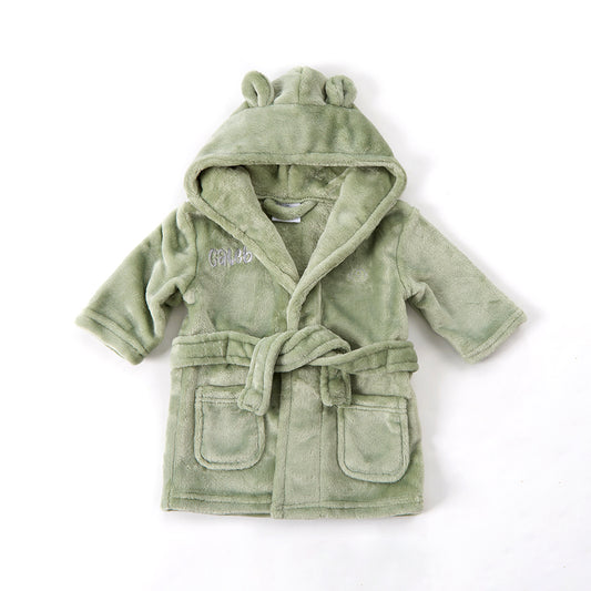 Personalised Baby Sage Bear Ears Dressing Gown
