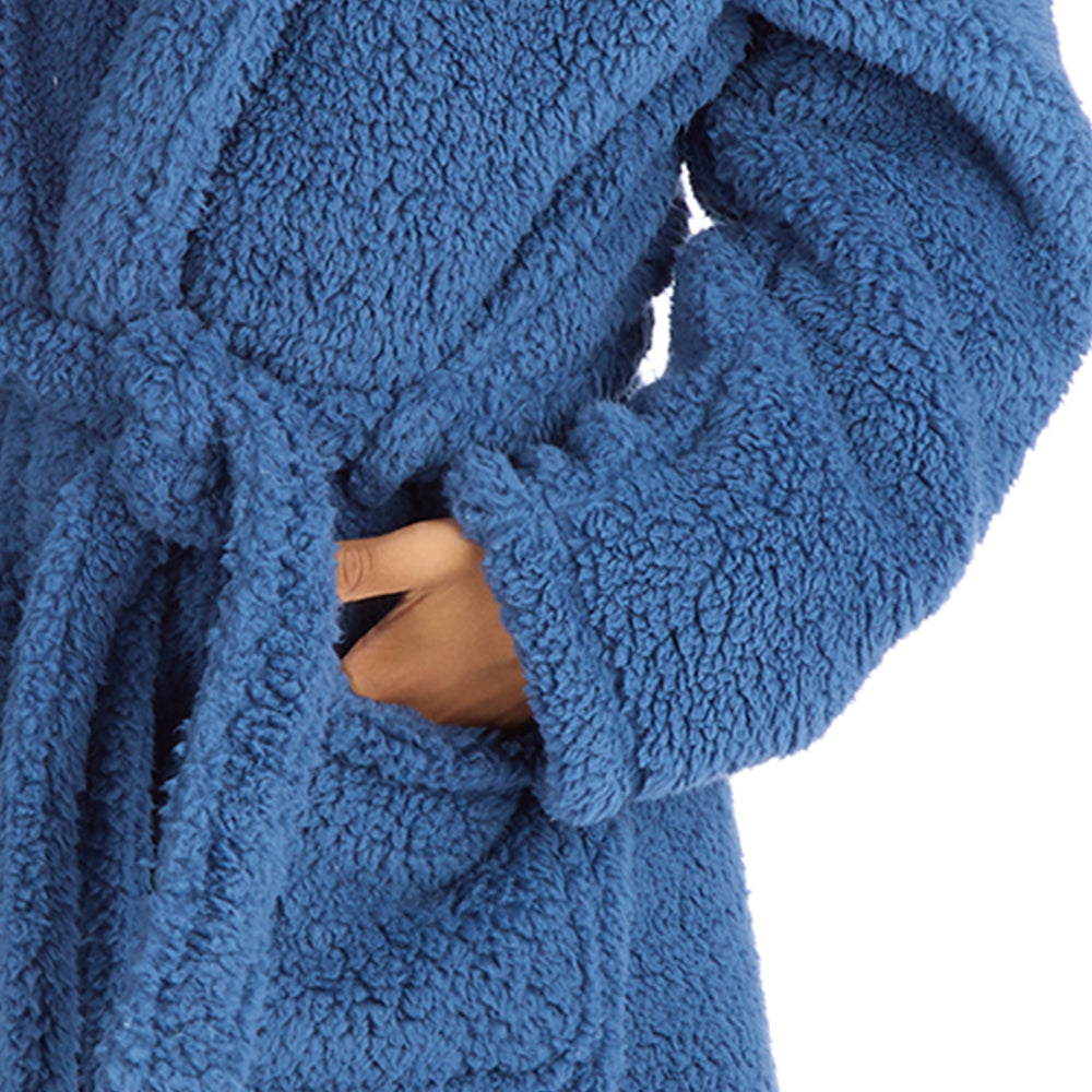 Boys Blue Teddy Fleece Dressing Gown