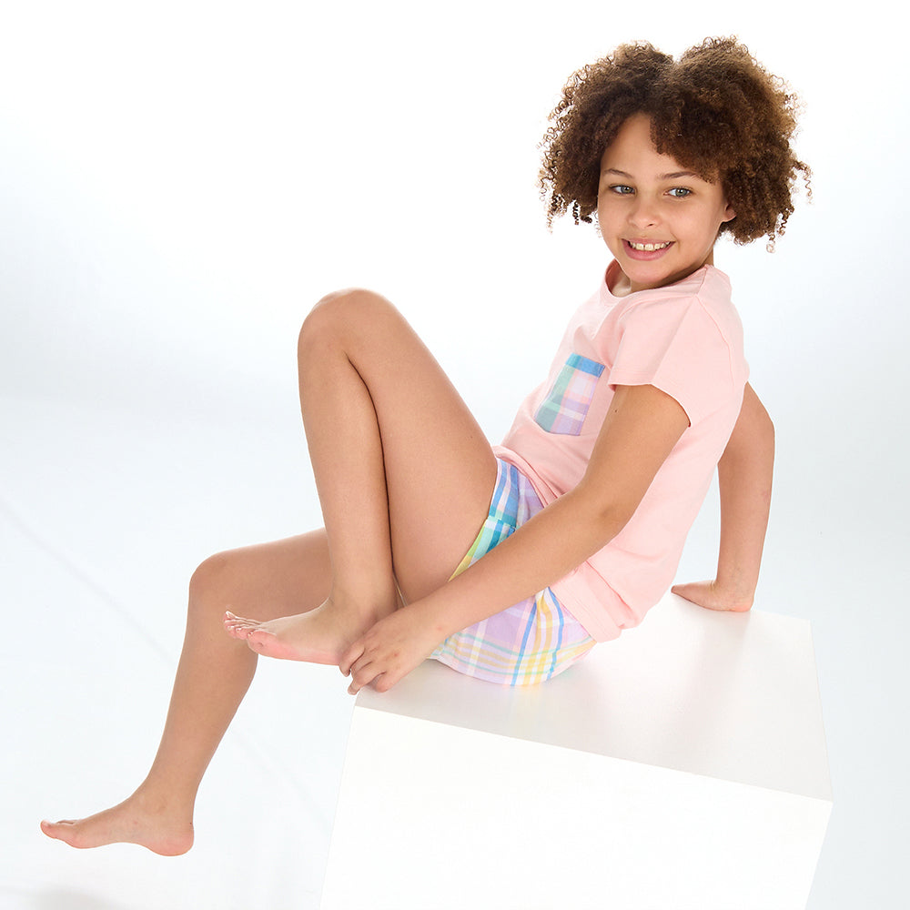 Girls Pastel Coral Short Pyjama Set