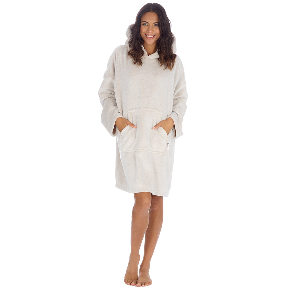 Ladies Frosted Beige Blanket Hoodie