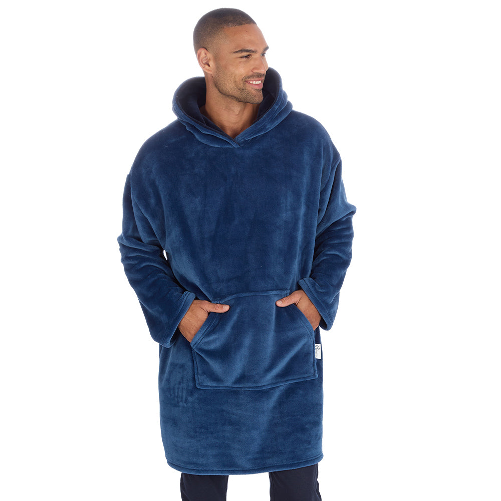 Mens Blue Plain Blanket Hoodie