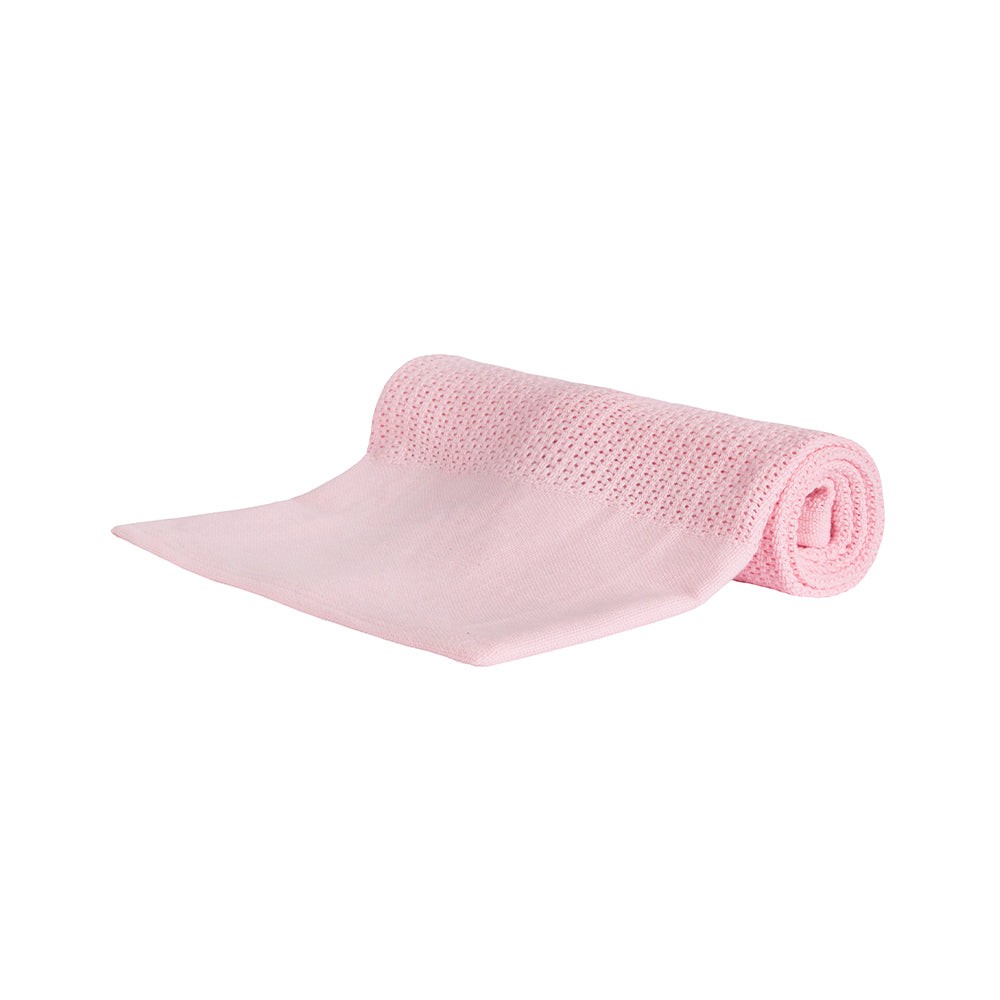 Baby Pink Cellular Panel 100% Cotton Blanket