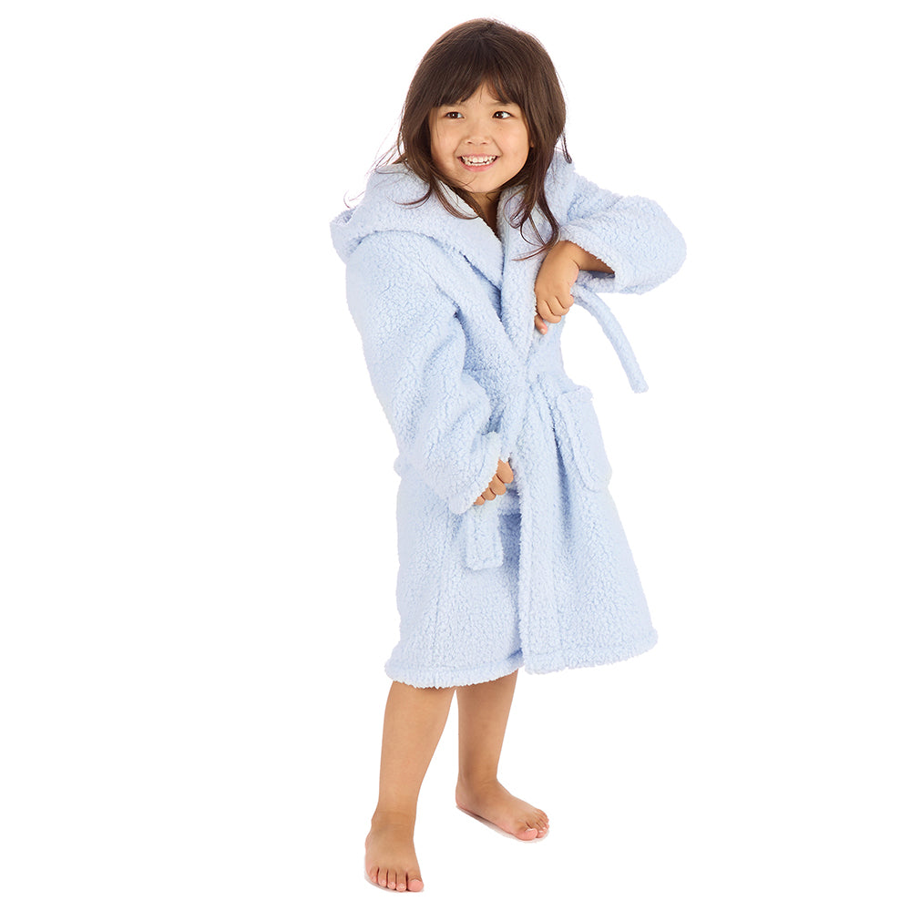 Girls Baby Blue Teddy Fleece Dressing Gown