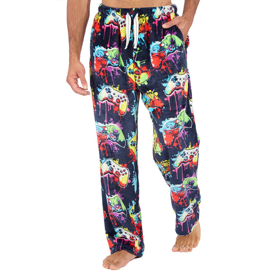 Mens Navy Gamer Fleece Pyjama Bottoms