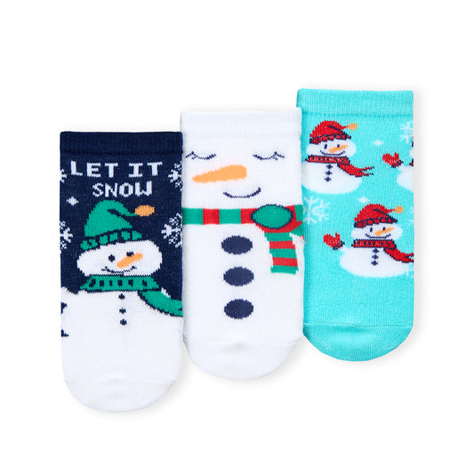 Baby 3 Pairs Christmas Snowman Cotton Socks