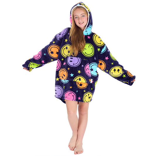 Girls Smiley Blanket Hoodie