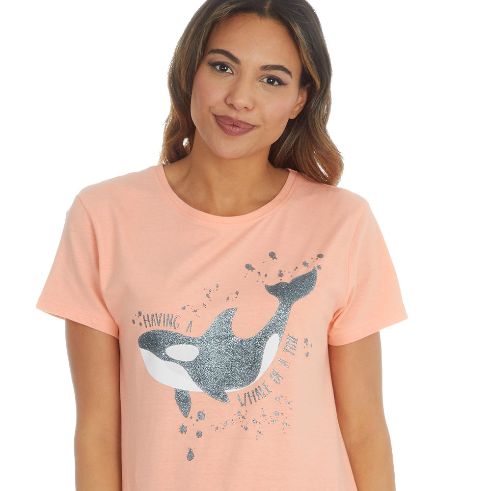 Ladies Short Sleeve Orca Print Nightie
