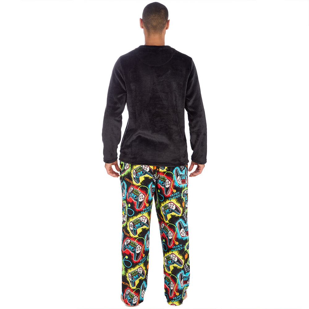 Mens Black Gamer Fleece Pyjama Set