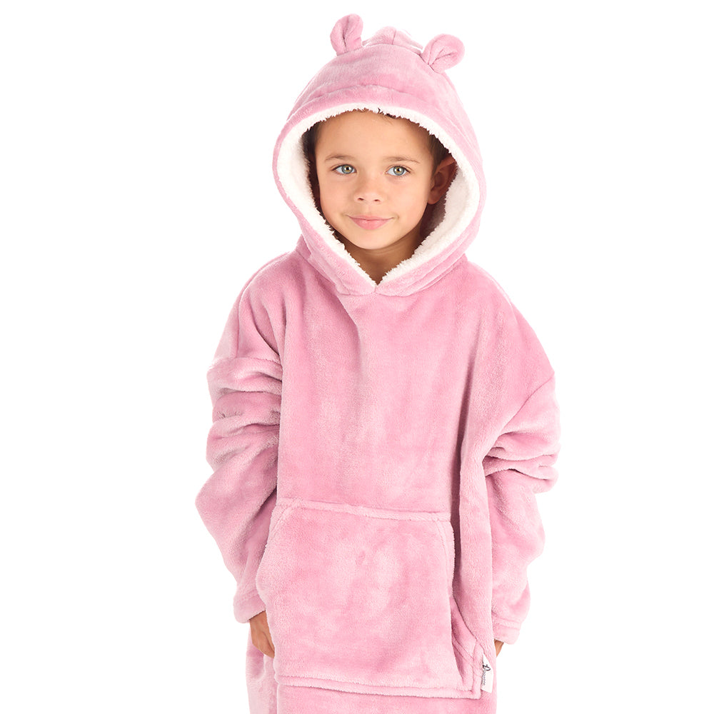 Infant Kids Bear Ears Dusky Pink Blanket Hoodie