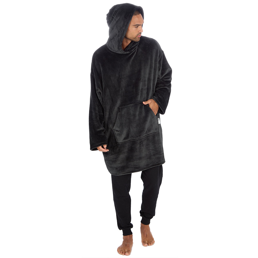 Mens Charcoal Plain Blanket Hoodie