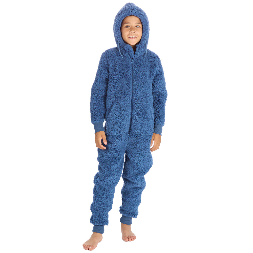 Boys Blue Teddy Fleece Onesie