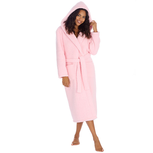 Ladies Baby Pink Teddy Fleece Dressing Gown
