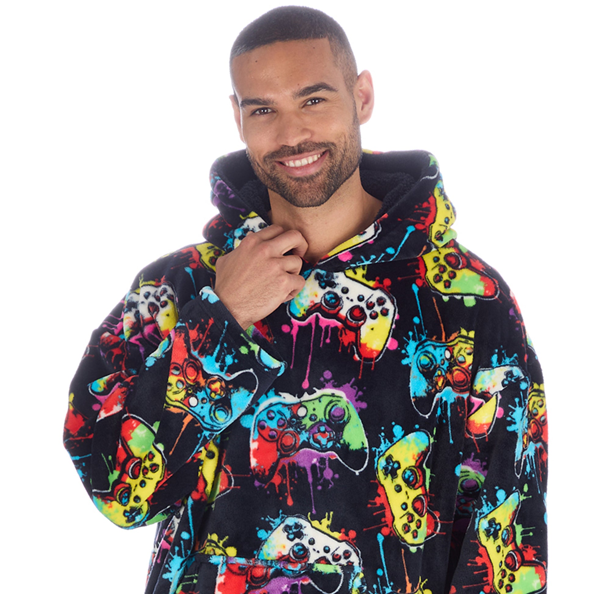 Mens Navy Gamer Blanket Hoodie