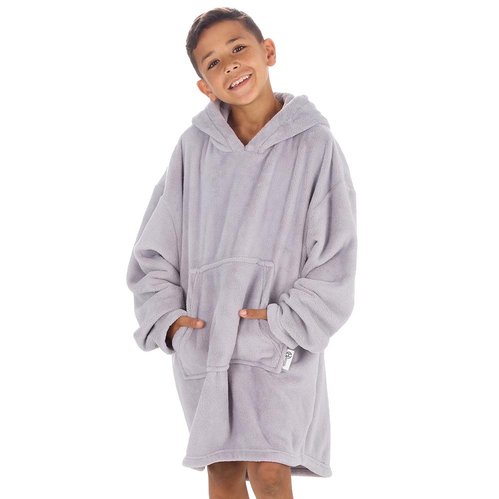Boys Silver Coral Fleece Blanket Hoodie