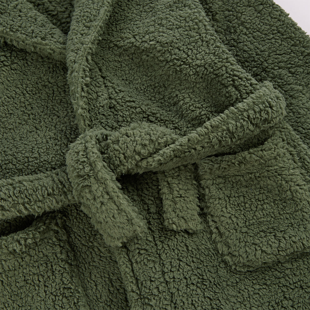 Boys Olive Teddy Fleece Dressing Gown