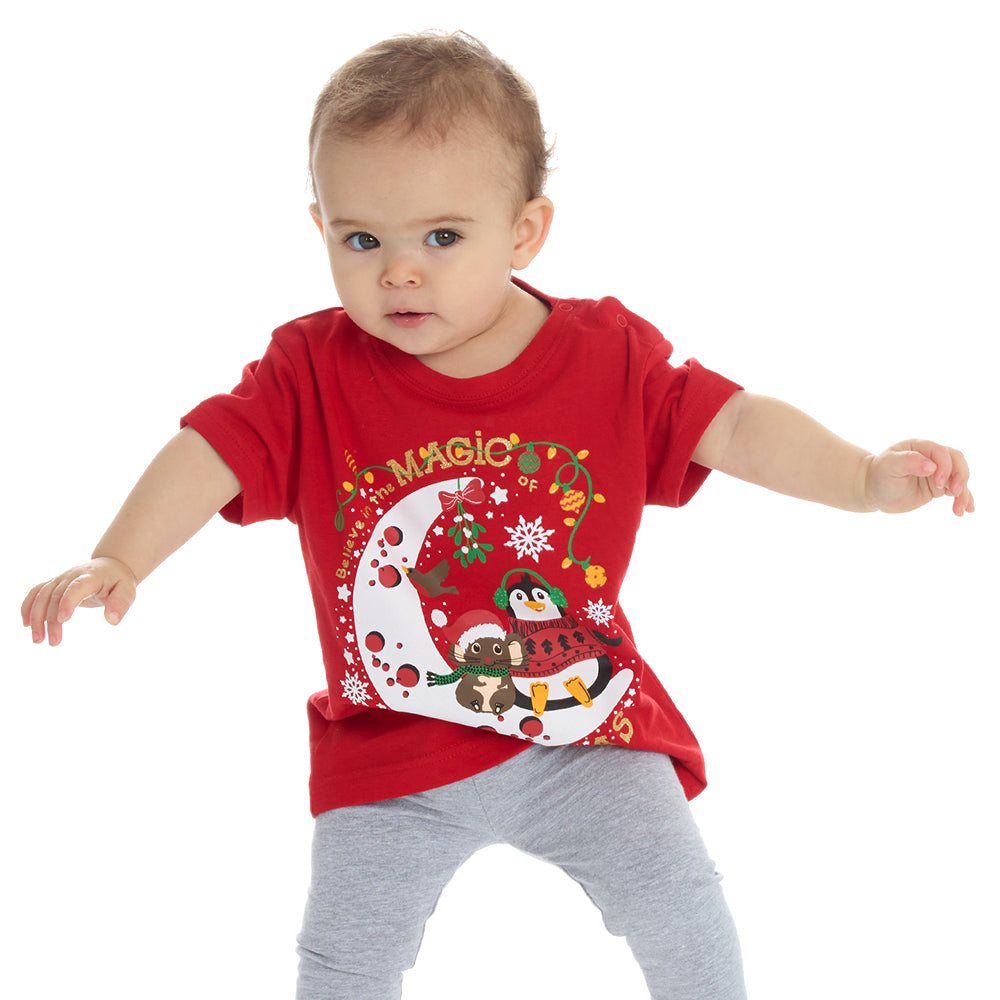 Baby Magical Christmas Red Cotton T-shirt