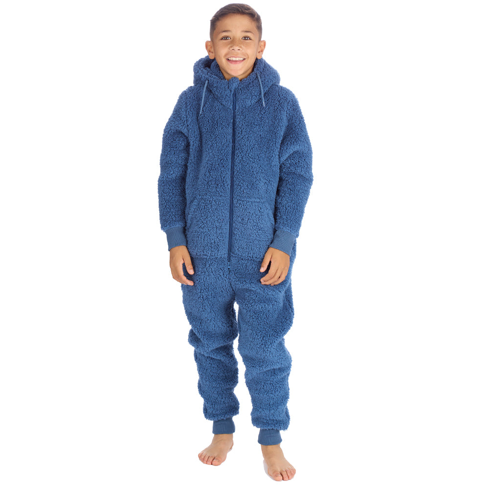 Boys Blue Teddy Fleece Onesie