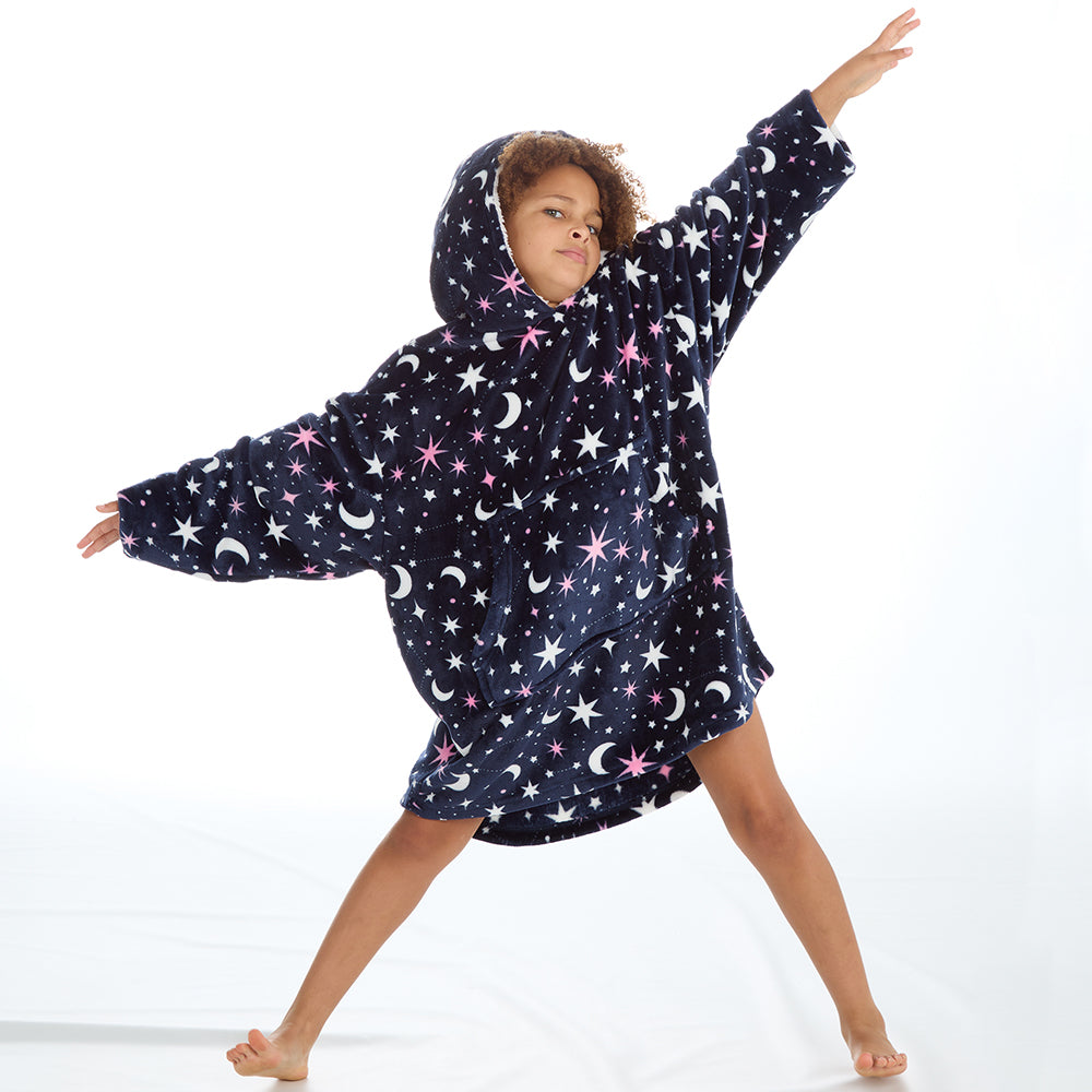 Girls Celestial Navy Blanket Hoodie