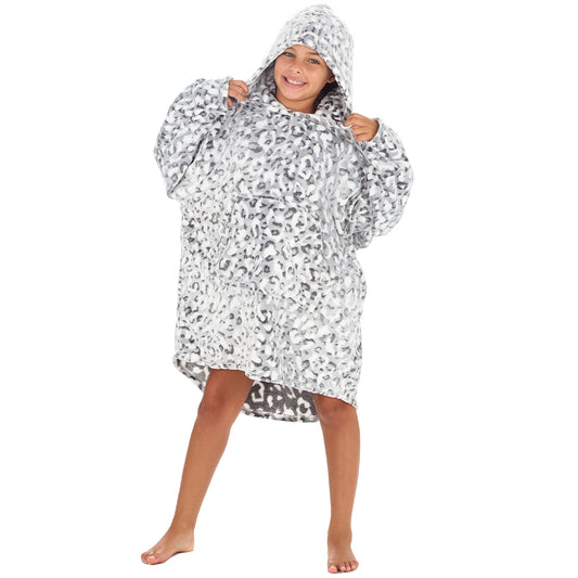 Girls Leopard Blanket Hoodie