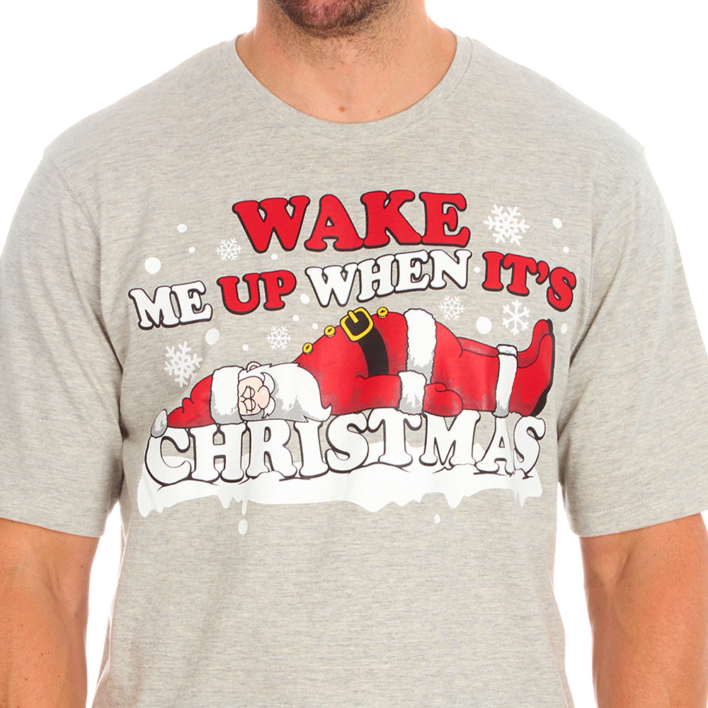 Mens Christmas Grey Cotton Pyjama Set