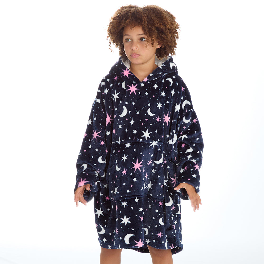 Girls Celestial Navy Blanket Hoodie