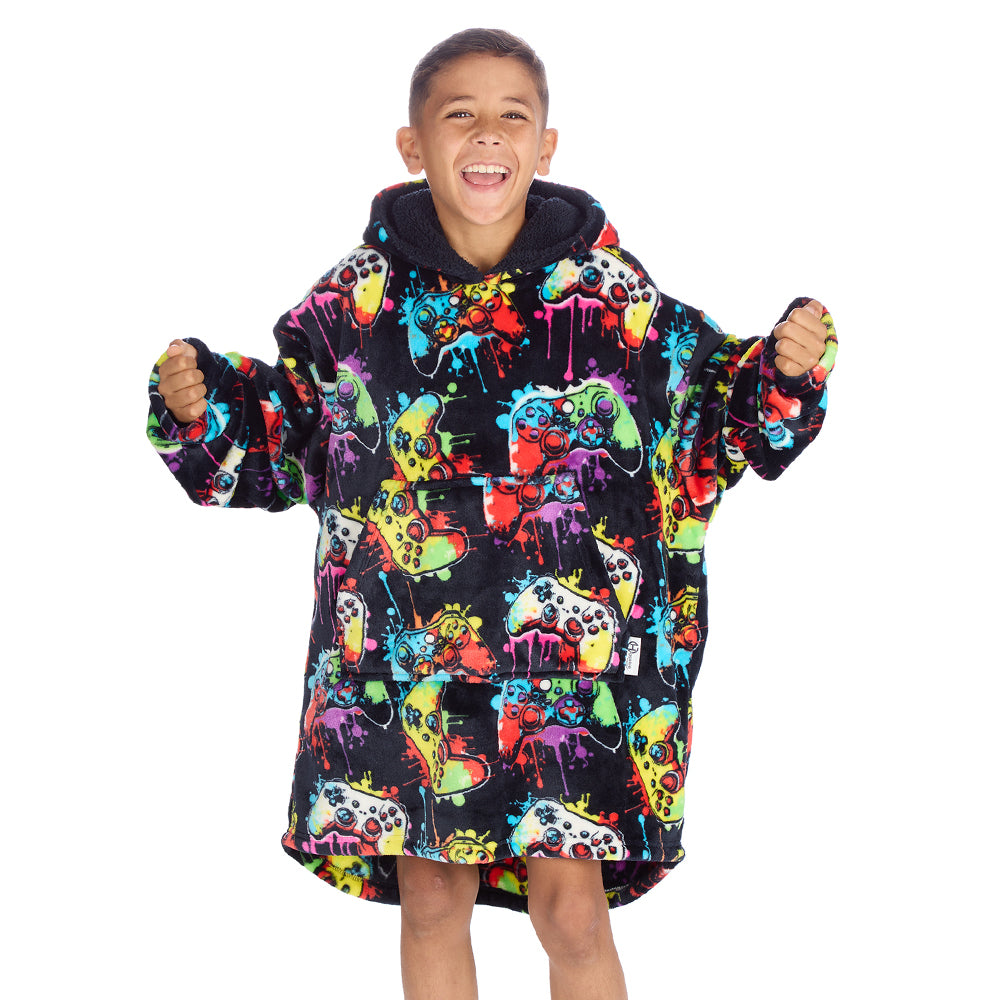 Boys Navy Gamer Blanket Hoodie 