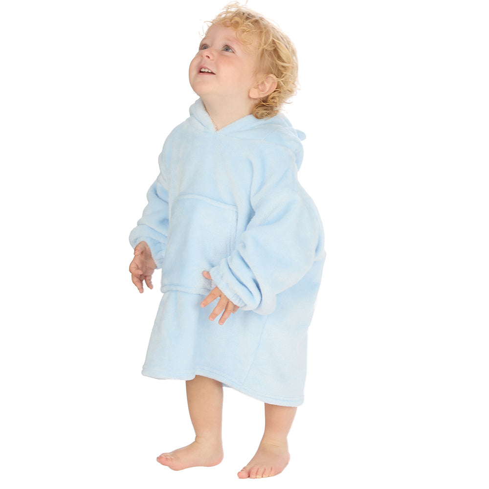 Toddler Bear Ears Sky Blue Blanket Hoodie